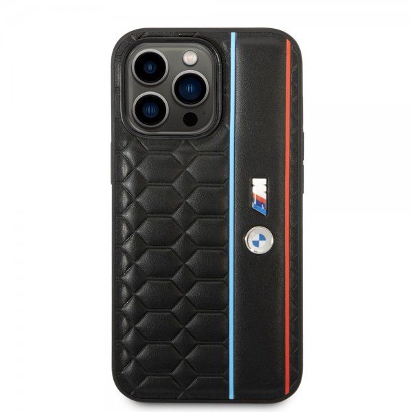 BMW iPhone 14 Pro Max Suojakuori Hexagonal Pattern Musta