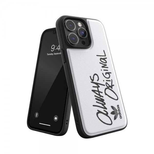 Adidas iPhone 14 Pro Max -kuoret, Inlay Embroidery Case, valkoinen/musta