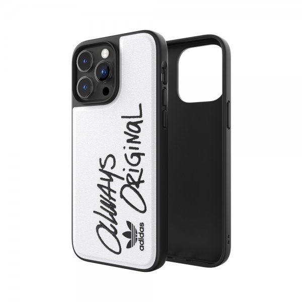 Adidas iPhone 14 Pro Max -kuoret, Inlay Embroidery Case, valkoinen/musta
