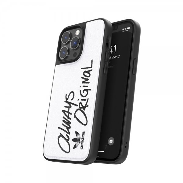 Adidas iPhone 14 Pro Max -kuoret, Inlay Embroidery Case, valkoinen/musta