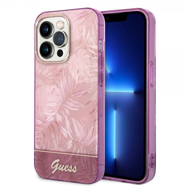 Guess iPhone 14 Pro Max -kuoret Jungle Rosa