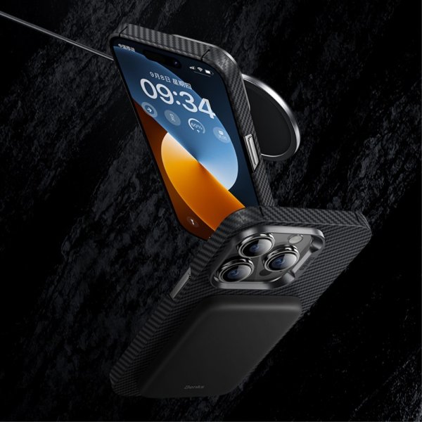 Benks iPhone 14 Pro Max -kuori, Kevlar MagSafe, musta
