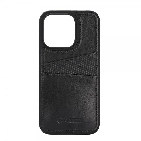 Krusell iPhone 14 Pro Max -kuoret, Leather CardCover, musta