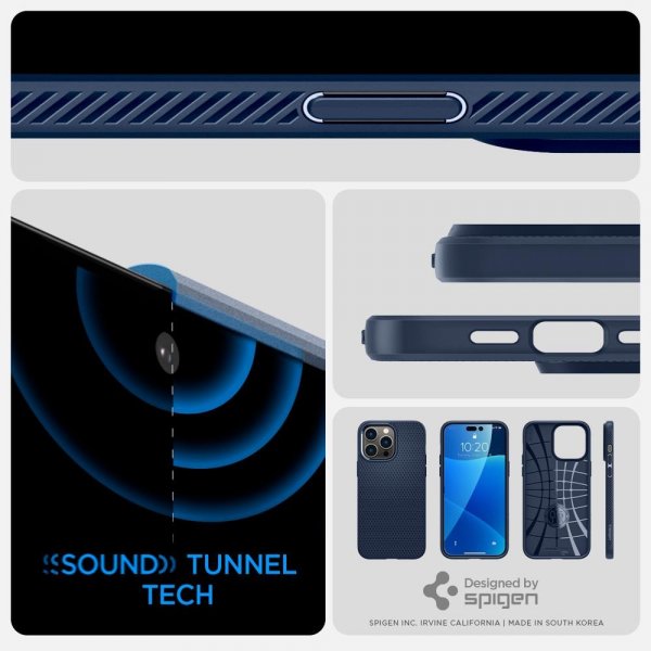 Spigen iPhone 14 Pro Max -suojakuori Liquid Air Navy Blue