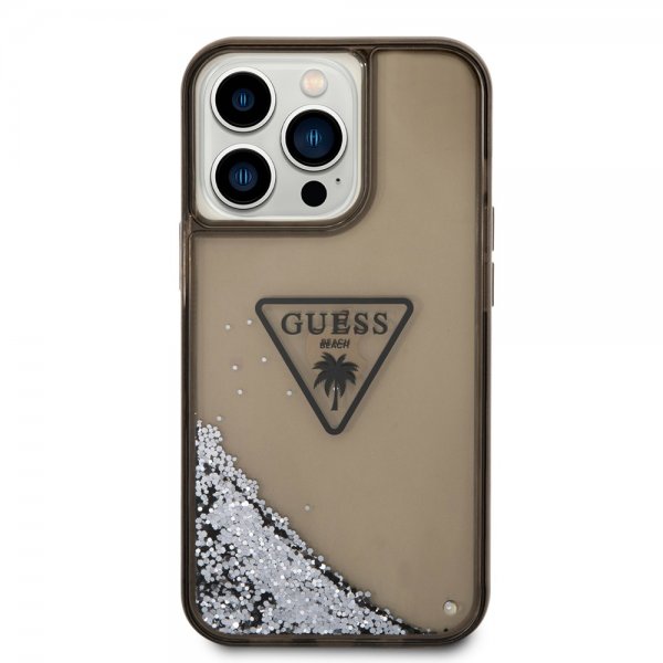 Guess iPhone 14 Pro Max Kuoret Liquid Glitter Translucent Musta