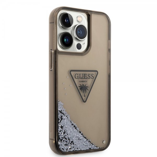 Guess iPhone 14 Pro Max Kuoret Liquid Glitter Translucent Musta