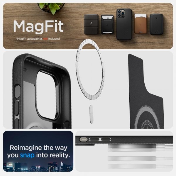 Spigen iPhone 14 Pro Max -kuori Mag Armor MagFit Matte Black