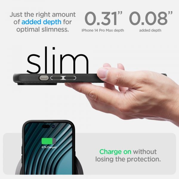 Spigen iPhone 14 Pro Max -kuori Mag Armor MagFit Matte Black