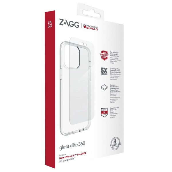 ZAGG InvisibleShield iPhone 14 Pro Max -kuori ja Glass Elite 360 -näytönsuoja