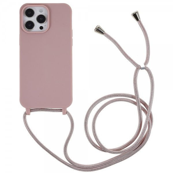 iPhone 14 Pro Max Suojakuori hihnalla Tummanroosa