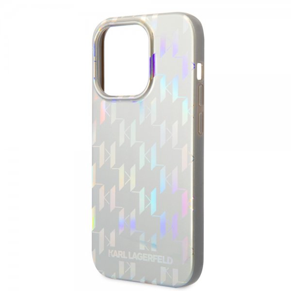 Karl Lagerfeld iPhone 14 Pro Max Kuori Monogram Iridescent Silver