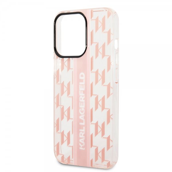 Karl Lagerfeld iPhone 14 Pro Max Suojakuori Monogram Vertical Stripe Pink