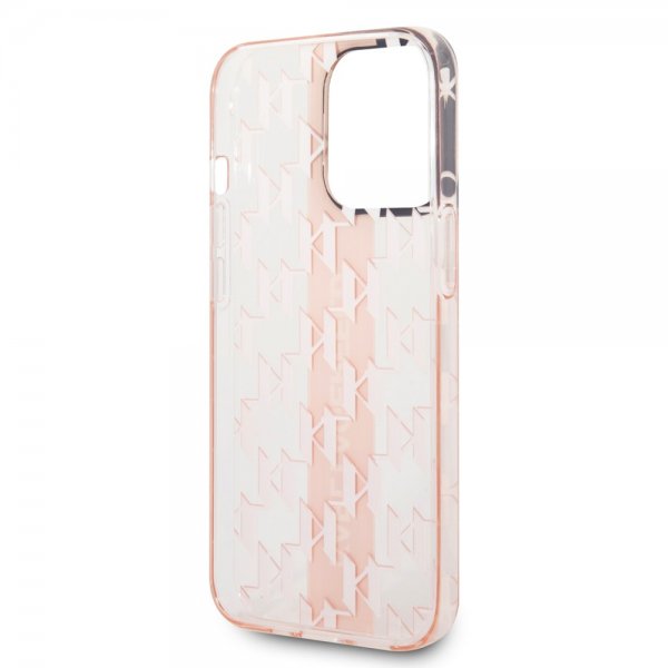 Karl Lagerfeld iPhone 14 Pro Max Suojakuori Monogram Vertical Stripe Pink