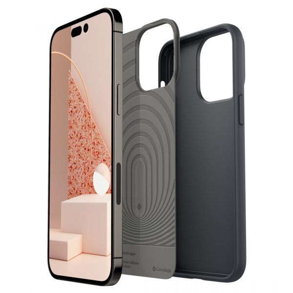 Caseology iPhone 14 Pro Max -kuori näytönsuojalla Nano Pop 360 Black Sesame