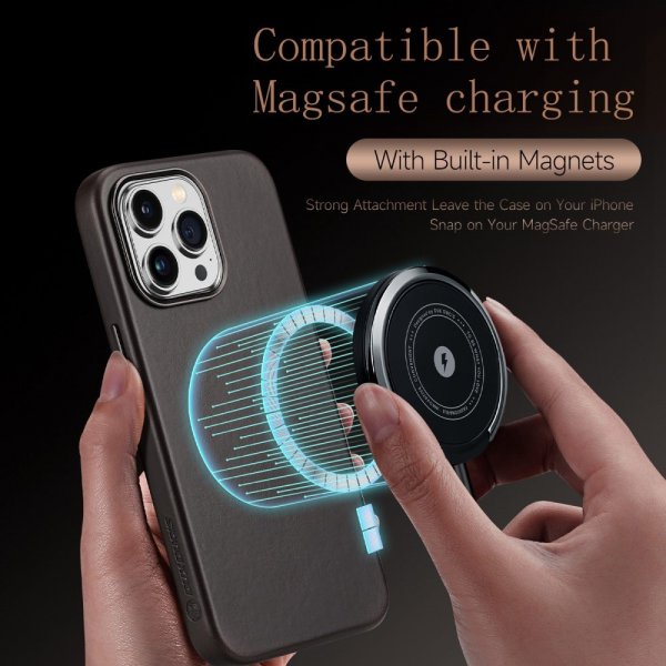 Dux Ducis iPhone 14 Pro Max -kuori Naples Series MagSafe, tummanruskea