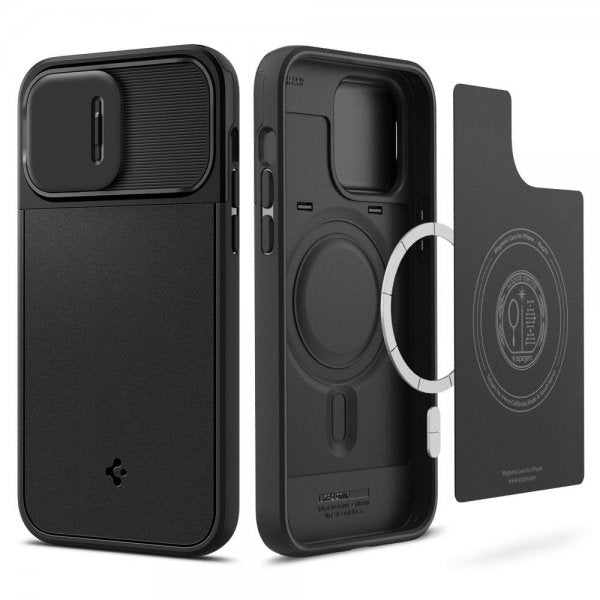 Spigen iPhone 14 Pro Max Suojakuori Optik Armor MagFit Musta