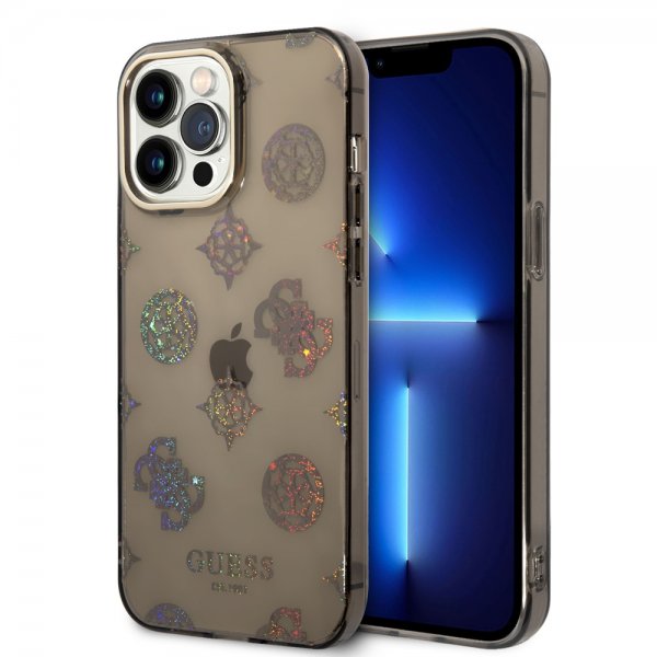 Guess iPhone 14 Pro Max Suojakuori Peony Glitter Musta