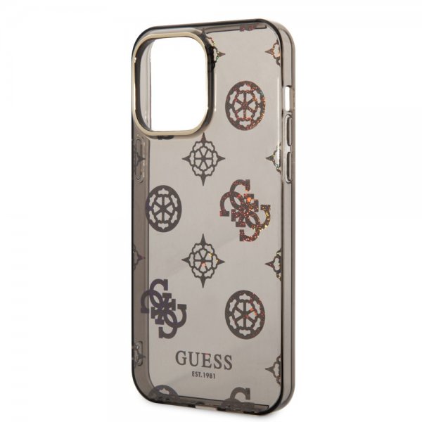 Guess iPhone 14 Pro Max Suojakuori Peony Glitter Musta
