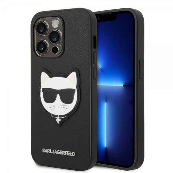Karl Lagerfeld iPhone 14 Pro Max Suojakuori Saffiano Choupette Musta