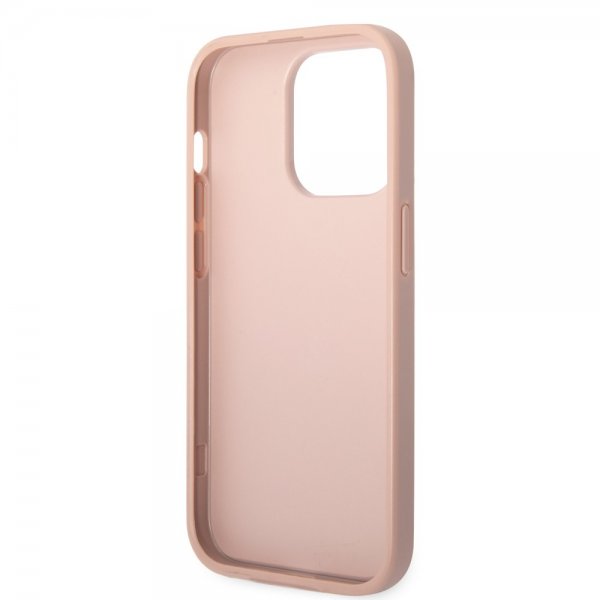 Guess iPhone 14 Pro Max -kuoret Saffiano Metal Logo Stripes, ruusukulta