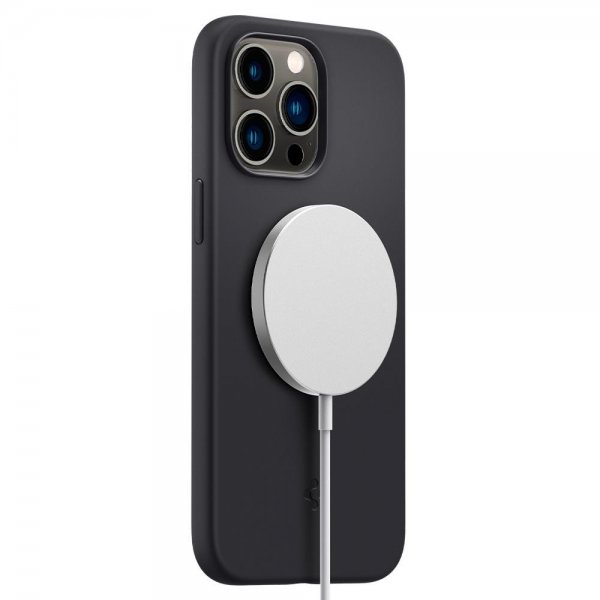 Spigen iPhone 14 Pro Max -kuori Silicone Fit MagFit Musta