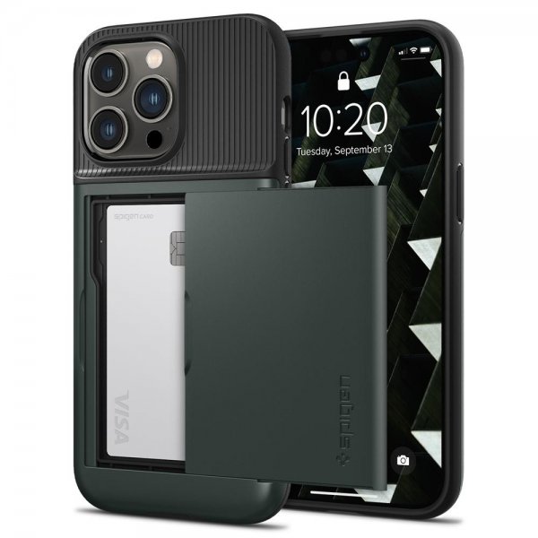 Spigen iPhone 14 Pro Max -kuori Slim Armor CS Abyss Green