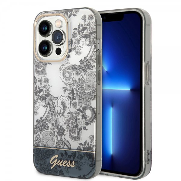 Guess iPhone 14 Pro Max Suojakuori Toile de Jouy Harmaa