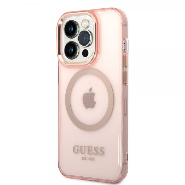 Guess iPhone 14 Pro Max Kuori Läpikuultava MagSafe Vaaleanpunainen