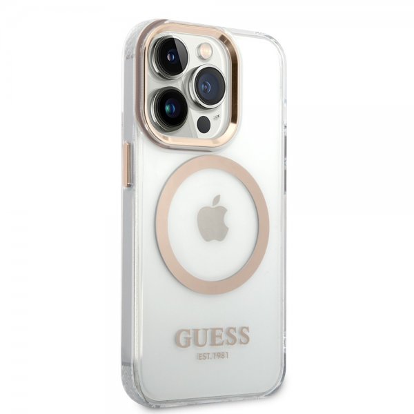 Guess iPhone 14 Pro Max Kuori Läpinäkyvä MagSafe Kulta Läpinäkyvä