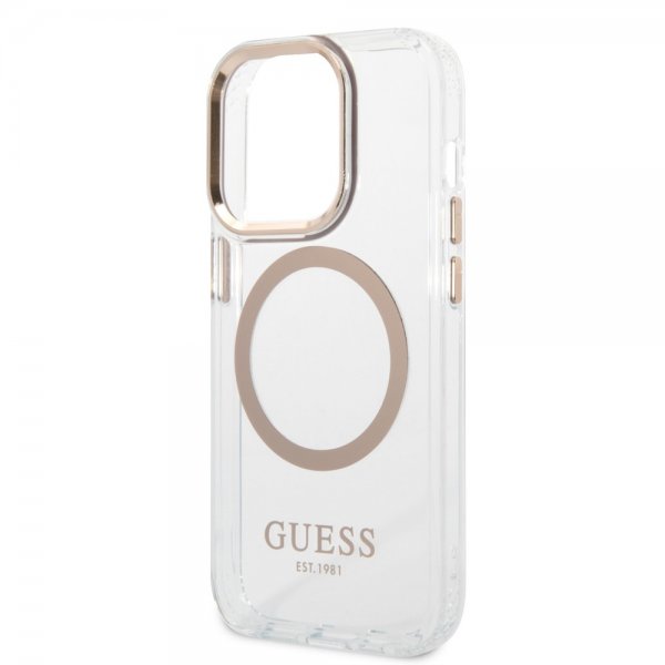 Guess iPhone 14 Pro Max Kuori Läpinäkyvä MagSafe Kulta Läpinäkyvä