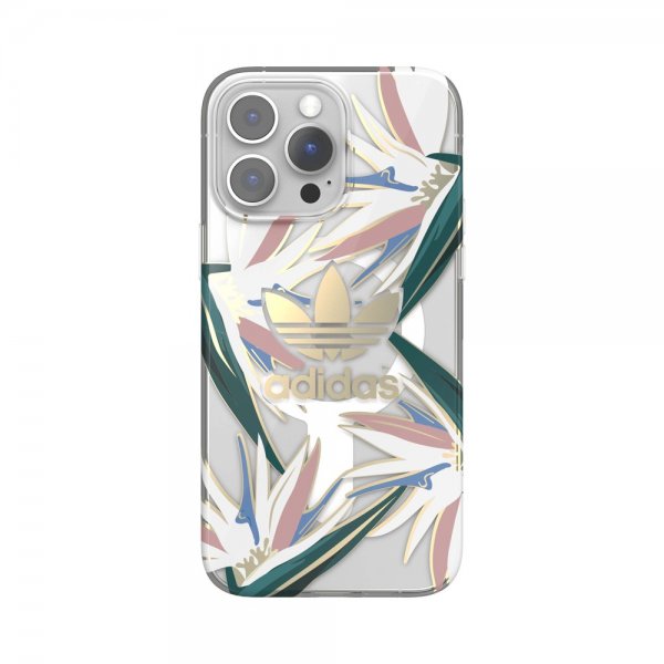 Adidas iPhone 14 Pro Max -kuori Trefoil Clear Case MagSafe Gold