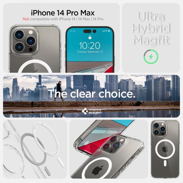 Spigen iPhone 14 Pro Max Ultra Hybrid MagFit -suojakuori, valkoinen