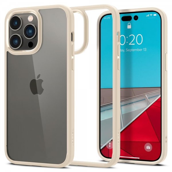Spigen iPhone 14 Pro Max Ultra Hybrid -kuori, hiekanvärinen
