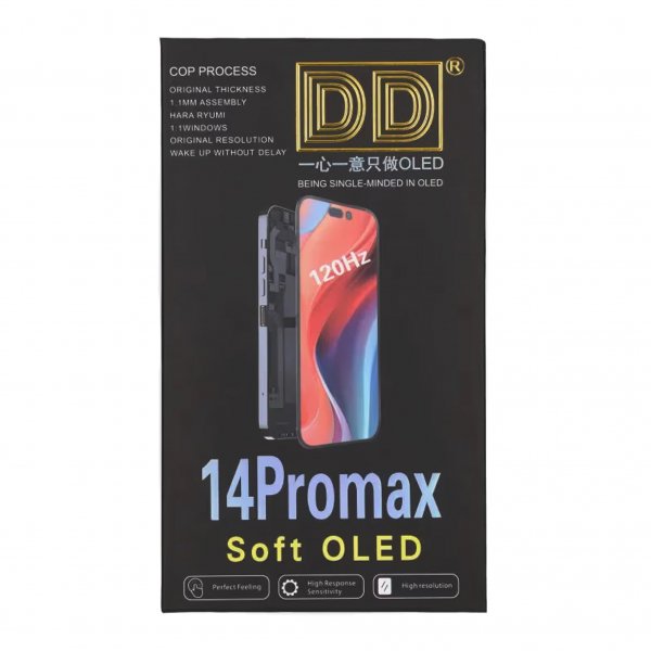 iPhone 14 Pro Max Soft OLED -näyttö, korkealaatuinen, musta (DD-merkki)