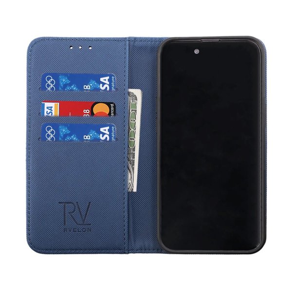 Rvelon iPhone 14 Pro -kotelo, taitettava korttipaikka, sininen