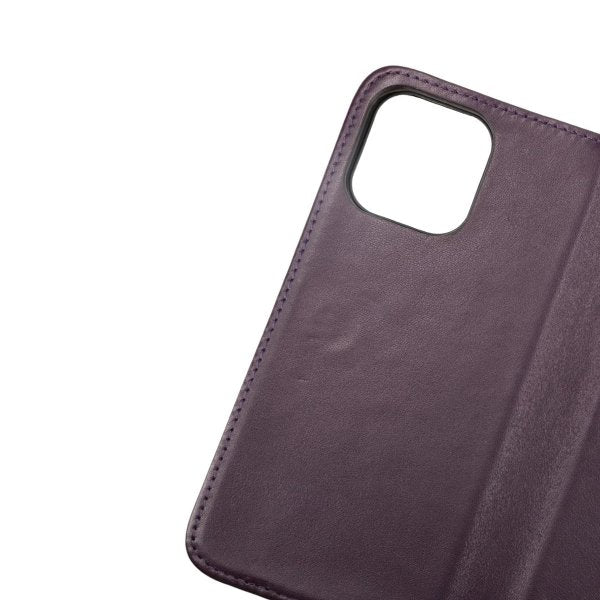 Rvelon iPhone 14 Pro -kotelo, aitoa nahkaa, korttipaikka, violetti