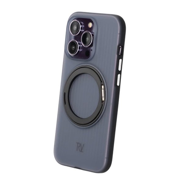 Rvelon iPhone 14 Pro -suojakuori, jossa pyörivä MagSafe-jalusta, musta