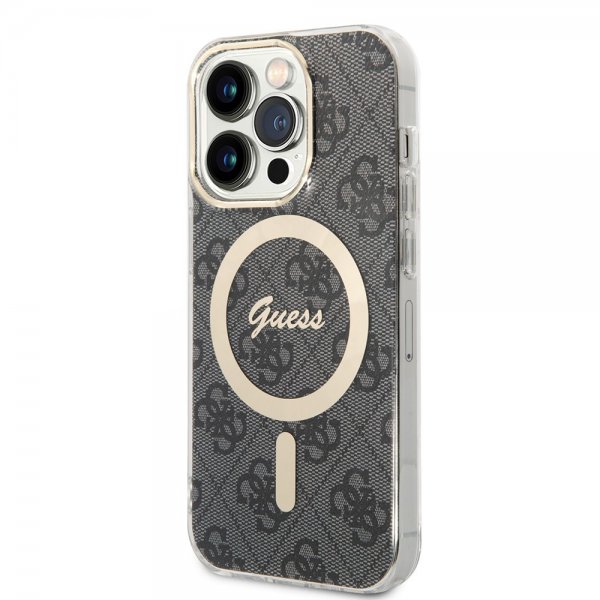 Guess iPhone 14 Pro Kuori 4G Pattern MagSafe Musta