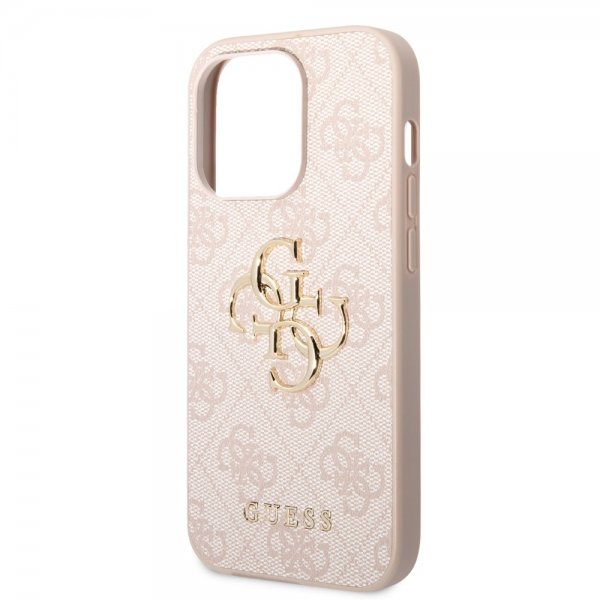 Guess iPhone 14 Pro -suojakuori Big Metal Logo, pinkki