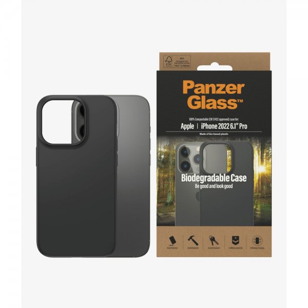 PanzerGlass iPhone 14 Pro -kuori Biodegradable Case, musta