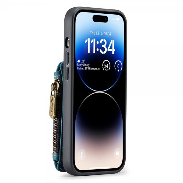 CaseMe iPhone 14 Pro Kuori C20 Korttipaikka Vetoketju Petrol