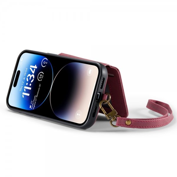 CaseMe iPhone 14 Pro Kuori C20 Korttipaikka Vetoketju Punainen