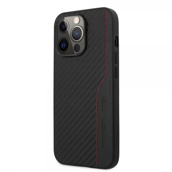 AMG iPhone 14 Pro -kuoret Carbon Effect Stamped Logo Musta