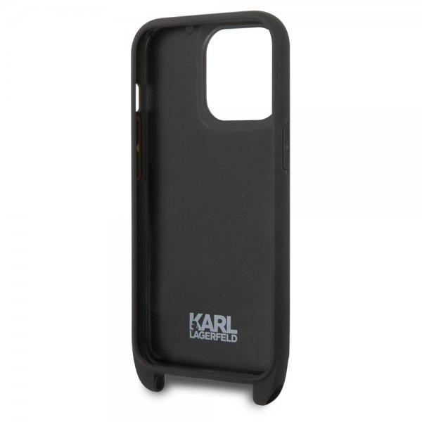 Karl Lagerfeld iPhone 14 Pro -suojakuori Crossbody Strap Musta