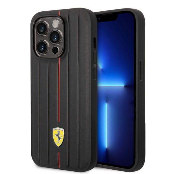 Ferrari iPhone 14 Pro Kuori Kohokuvioidut Raidat Punainen