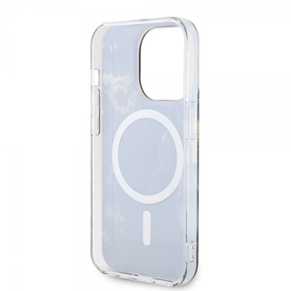 Guess iPhone 14 Pro -kuoret Golden Marble MagSafe, musta