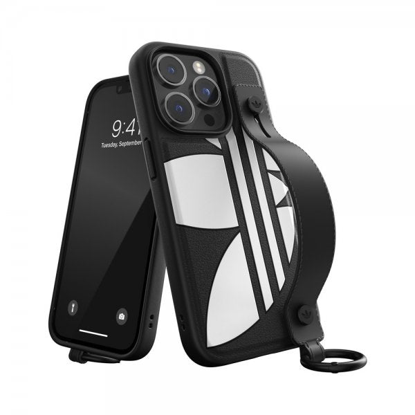 Adidas iPhone 14 Pro Kuori Käsihihnakotelo Musta Valkoinen