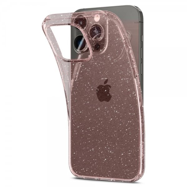 Spigen iPhone 14 Pro -suojakuori Liquid Crystal Glitter Rose Quartz