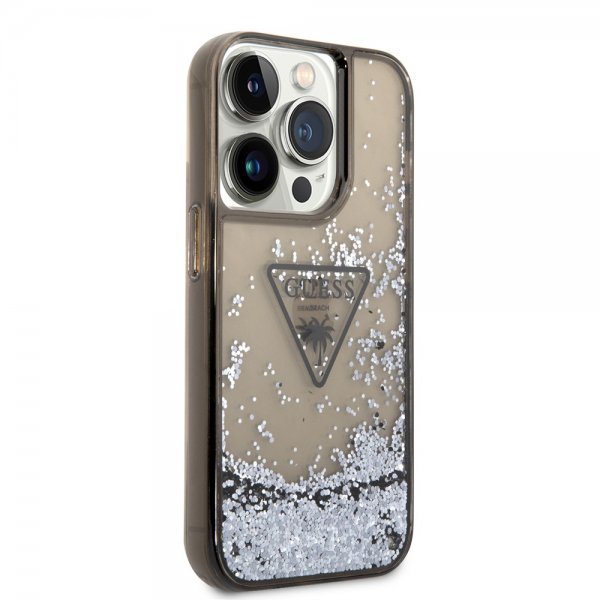 Guess iPhone 14 Pro Kuoret Liquid Glitter Translucent Musta