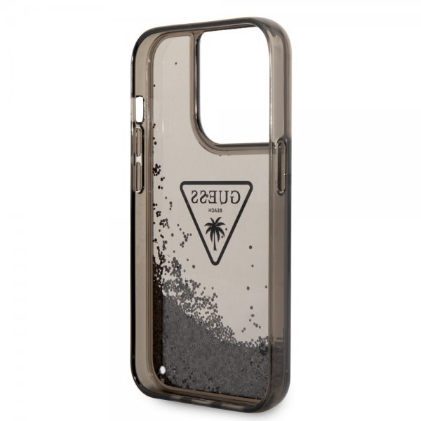 Guess iPhone 14 Pro Kuoret Liquid Glitter Translucent Musta